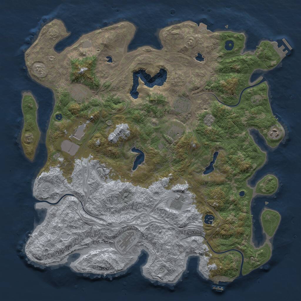 Rust Map: Procedural Map, Size: 4500, Seed: 1203710984, 16 Monuments