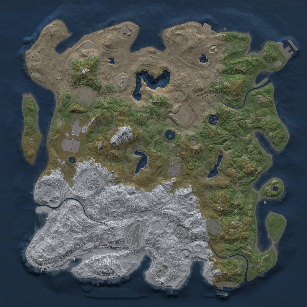 Rust Map: Procedural Map, Size: 4500, Seed: 1203710984, 16 Monuments