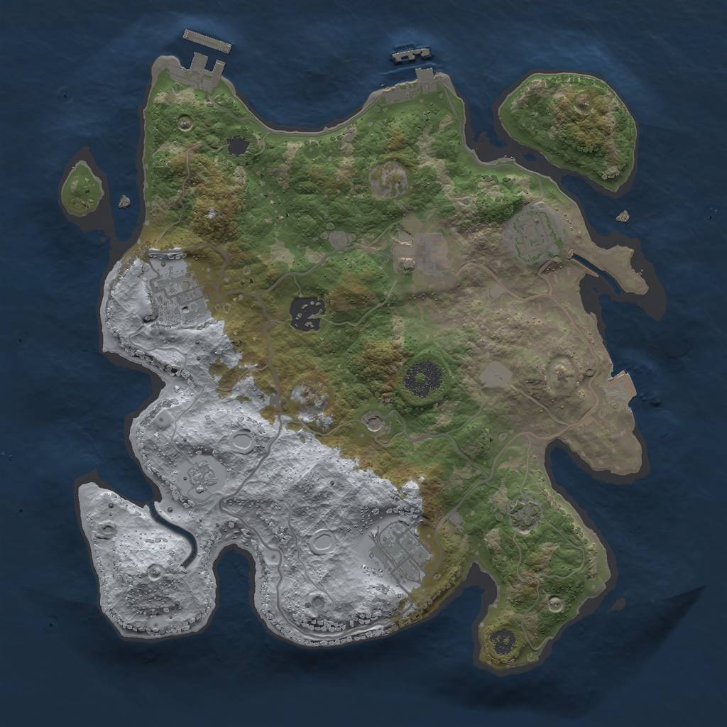 Rust Map: Procedural Map, Size: 3000, Seed: 23997, 13 Monuments