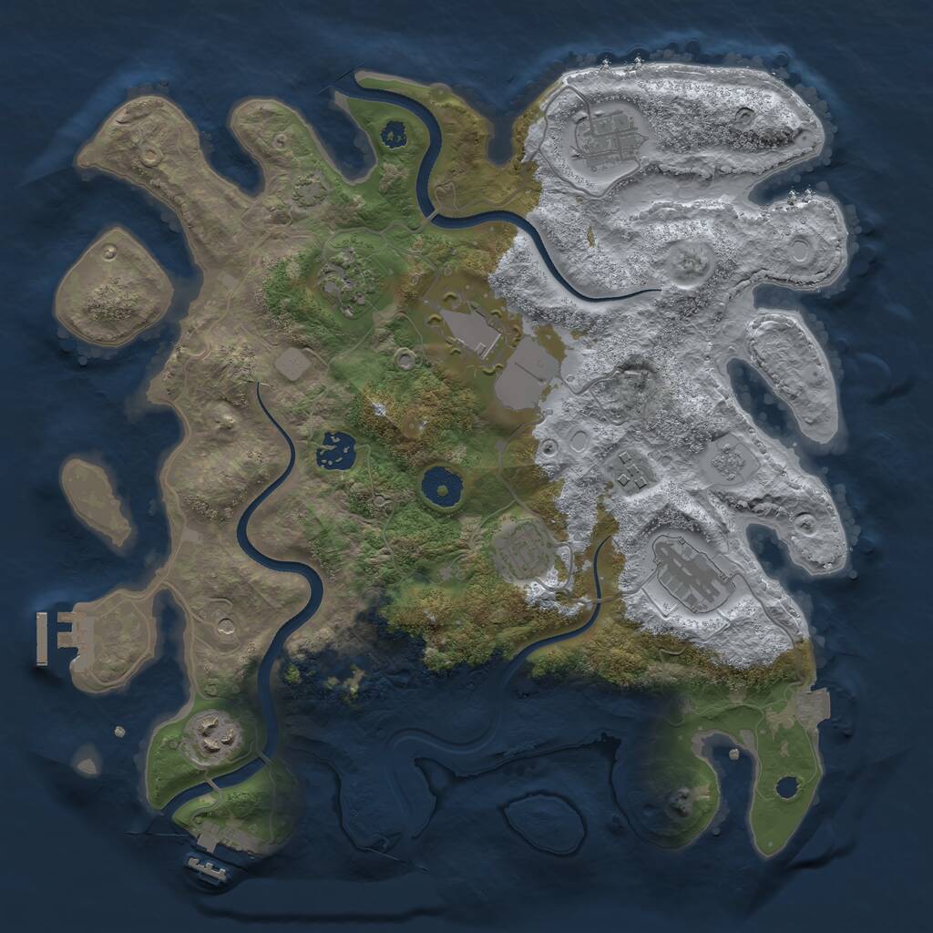 Rust Map: Procedural Map, Size: 3500, Seed: 1351011708, 14 Monuments