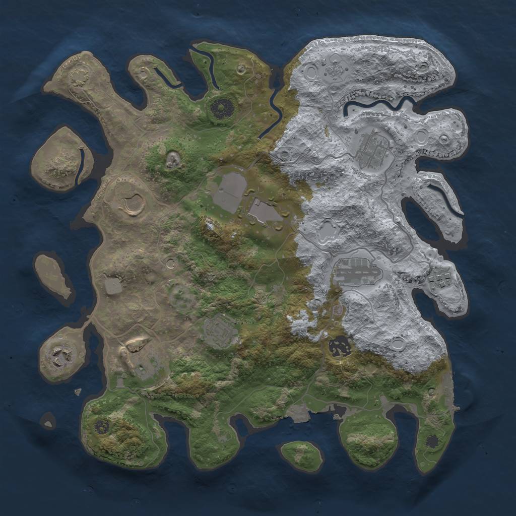 Rust Map: Procedural Map, Size: 3500, Seed: 1351011708, 16 Monuments