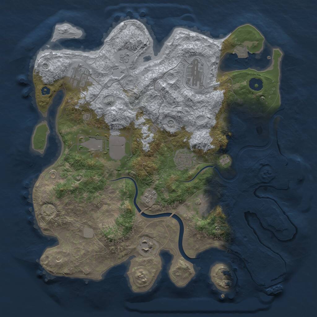 Rust Map: Procedural Map, Size: 3500, Seed: 533075839, 13 Monuments