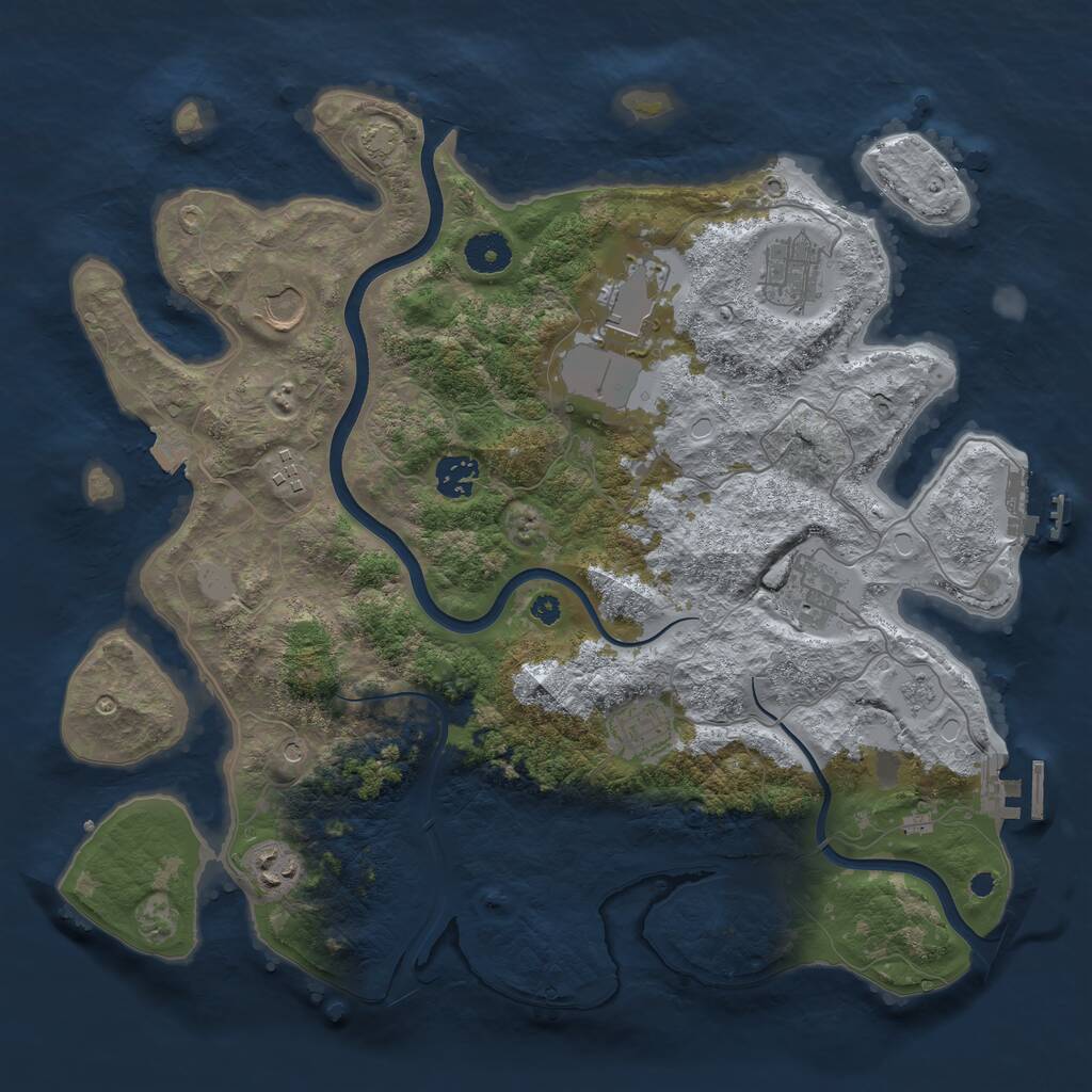 Rust Map: Procedural Map, Size: 3750, Seed: 258859944, 14 Monuments