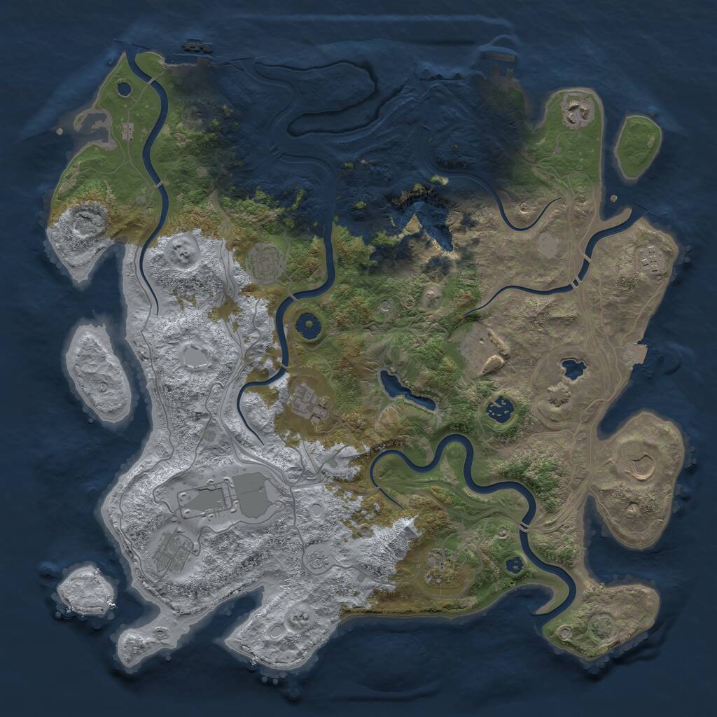 Rust Map: Procedural Map, Size: 4250, Seed: 1697916710, 16 Monuments