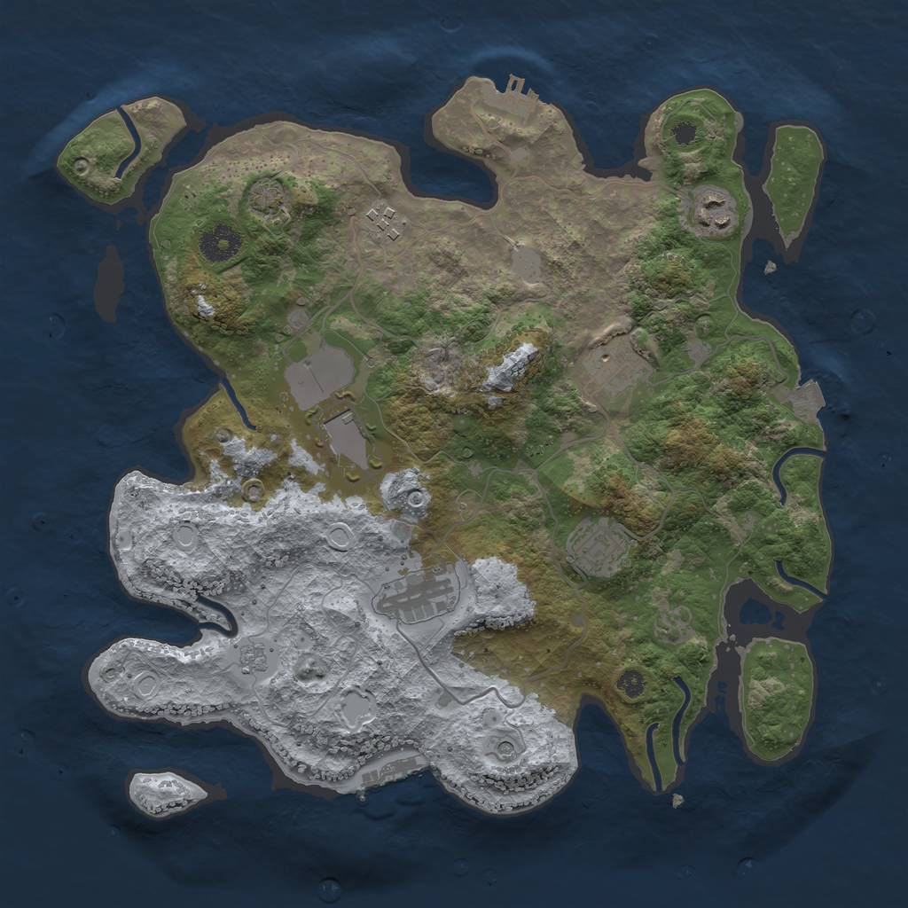 Rust Map: Procedural Map, Size: 3500, Seed: 545375947, 14 Monuments