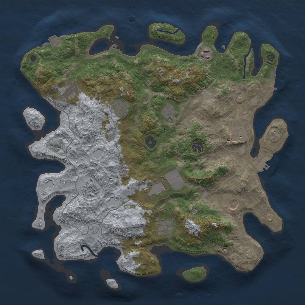 Rust Map: Procedural Map, Size: 4000, Seed: 745710727, 19 Monuments