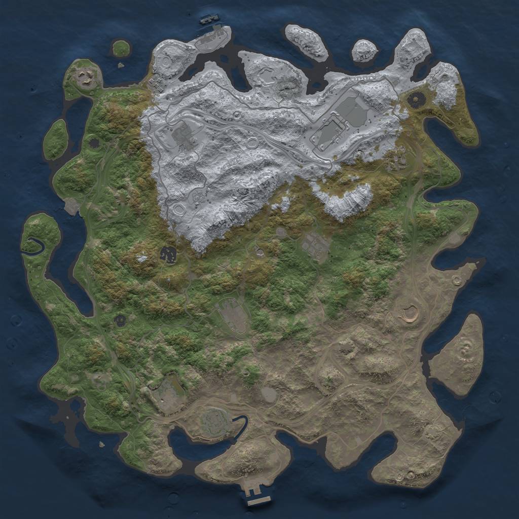 Rust Map: Procedural Map, Size: 4500, Seed: 1514438701, 19 Monuments