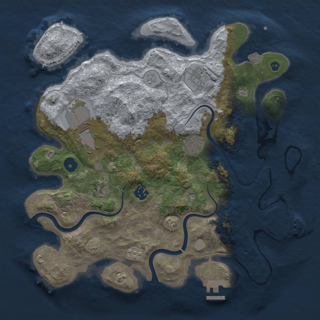 Rust Map: Procedural Map, Size: 3500, Seed: 2064259470, 12 Monuments