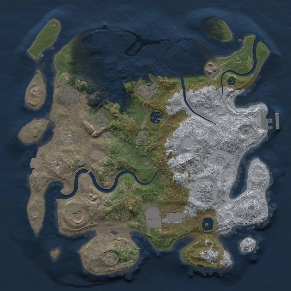 Rust Map: Procedural Map, Size: 3500, Seed: 35569, 14 Monuments