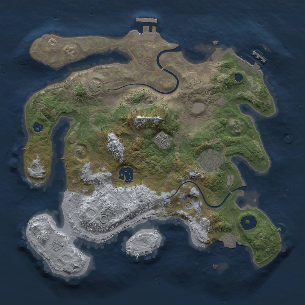 Rust Map: Procedural Map, Size: 3000, Seed: 963714582, 9 Monuments