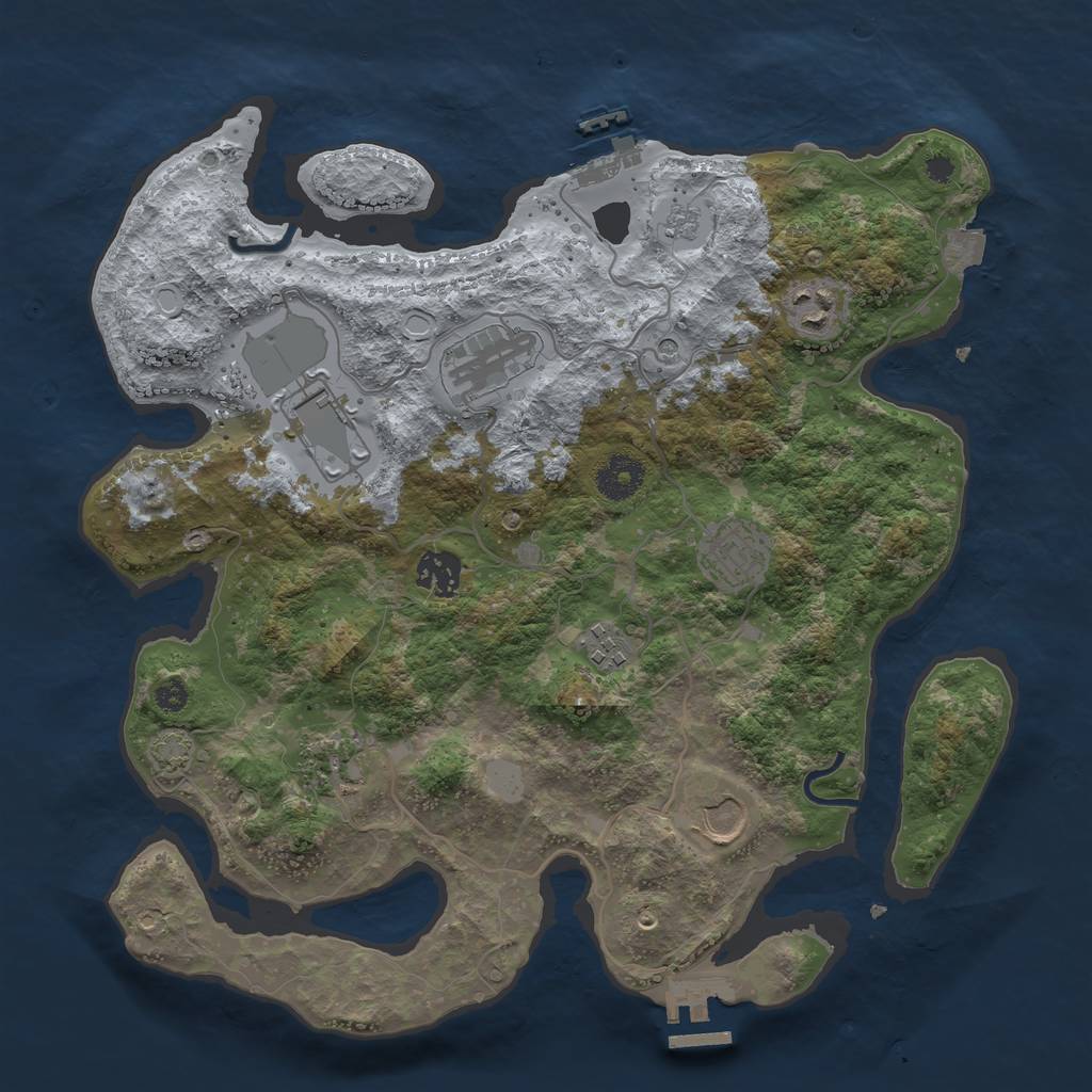 Rust Map: Procedural Map, Size: 3500, Seed: 1038136530, 16 Monuments