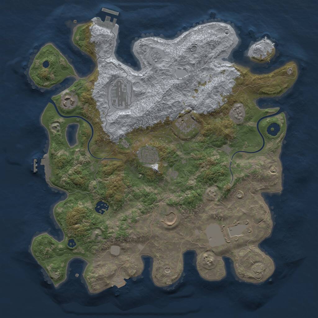 Rust Map: Procedural Map, Size: 3700, Seed: 59694431, 13 Monuments