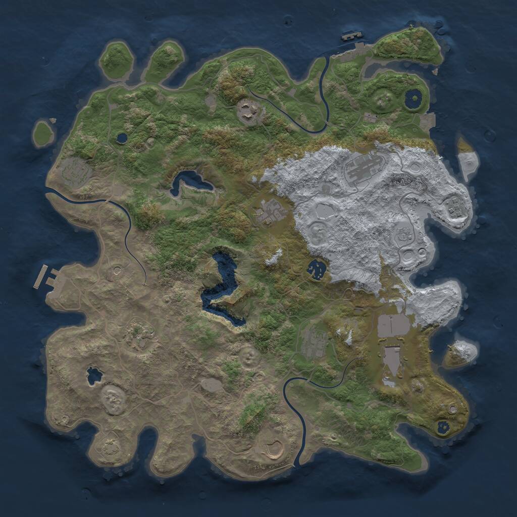 Rust Map: Procedural Map, Size: 4096, Seed: 40, 16 Monuments