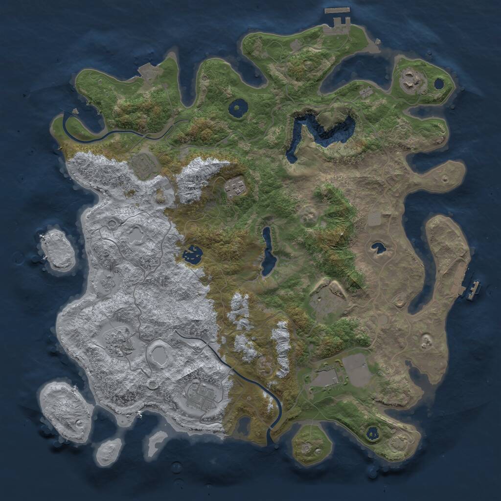 Rust Map: Procedural Map, Size: 4000, Seed: 1080270091, 14 Monuments