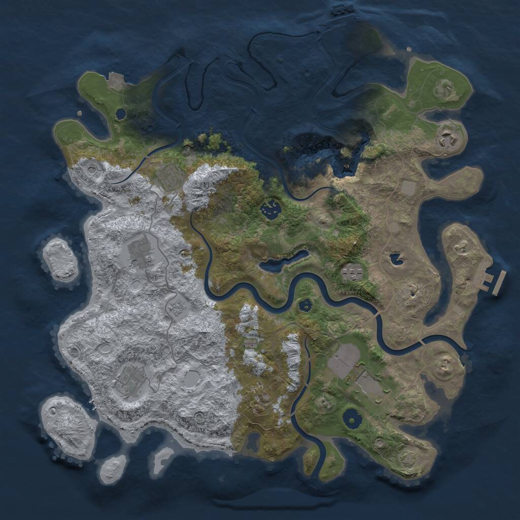 Rust Map: Procedural Map, Size: 4000, Seed: 1080270091, 14 Monuments