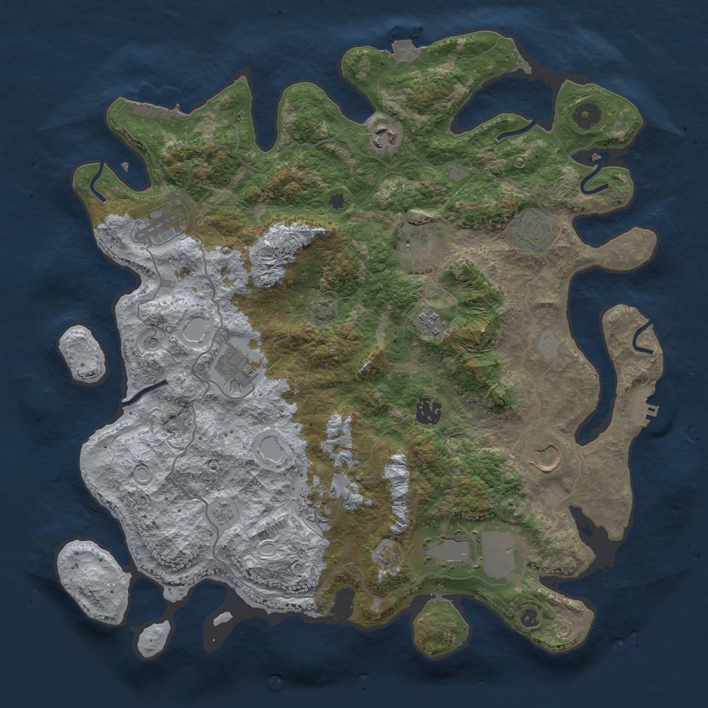 Rust Map: Procedural Map, Size: 4000, Seed: 1080270091, 18 Monuments