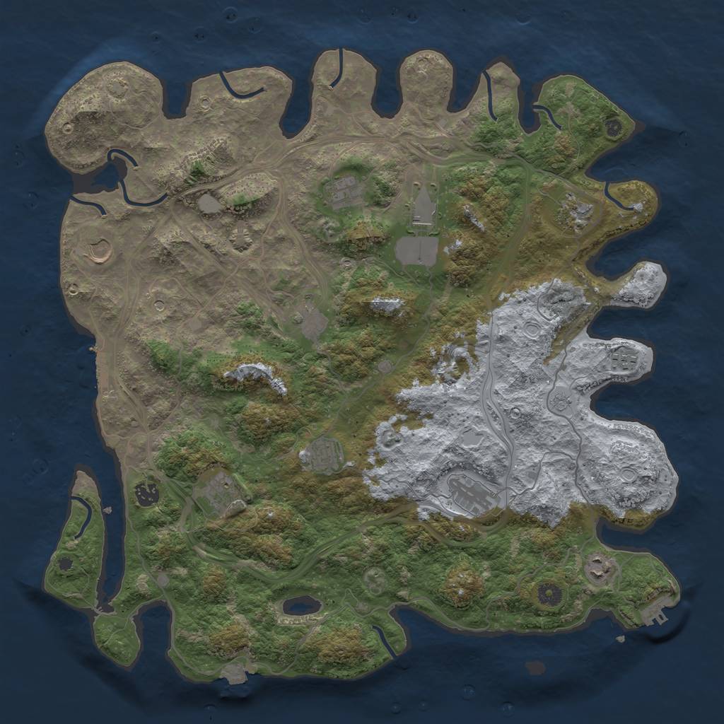 Rust Map: Procedural Map, Size: 4500, Seed: 2005162809, 19 Monuments