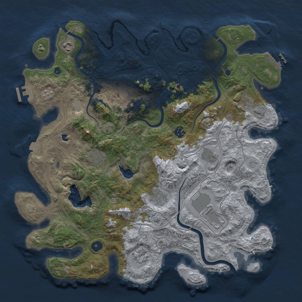 Rust Map: Procedural Map, Size: 4250, Seed: 1908829468, 16 Monuments
