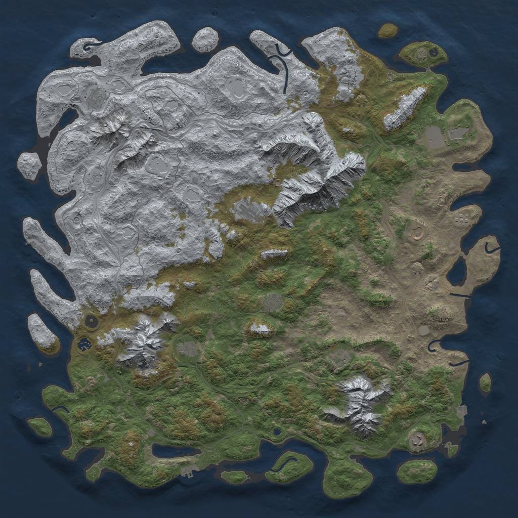 Rust Map: Procedural Map, Size: 6000, Seed: 358576549, 19 Monuments