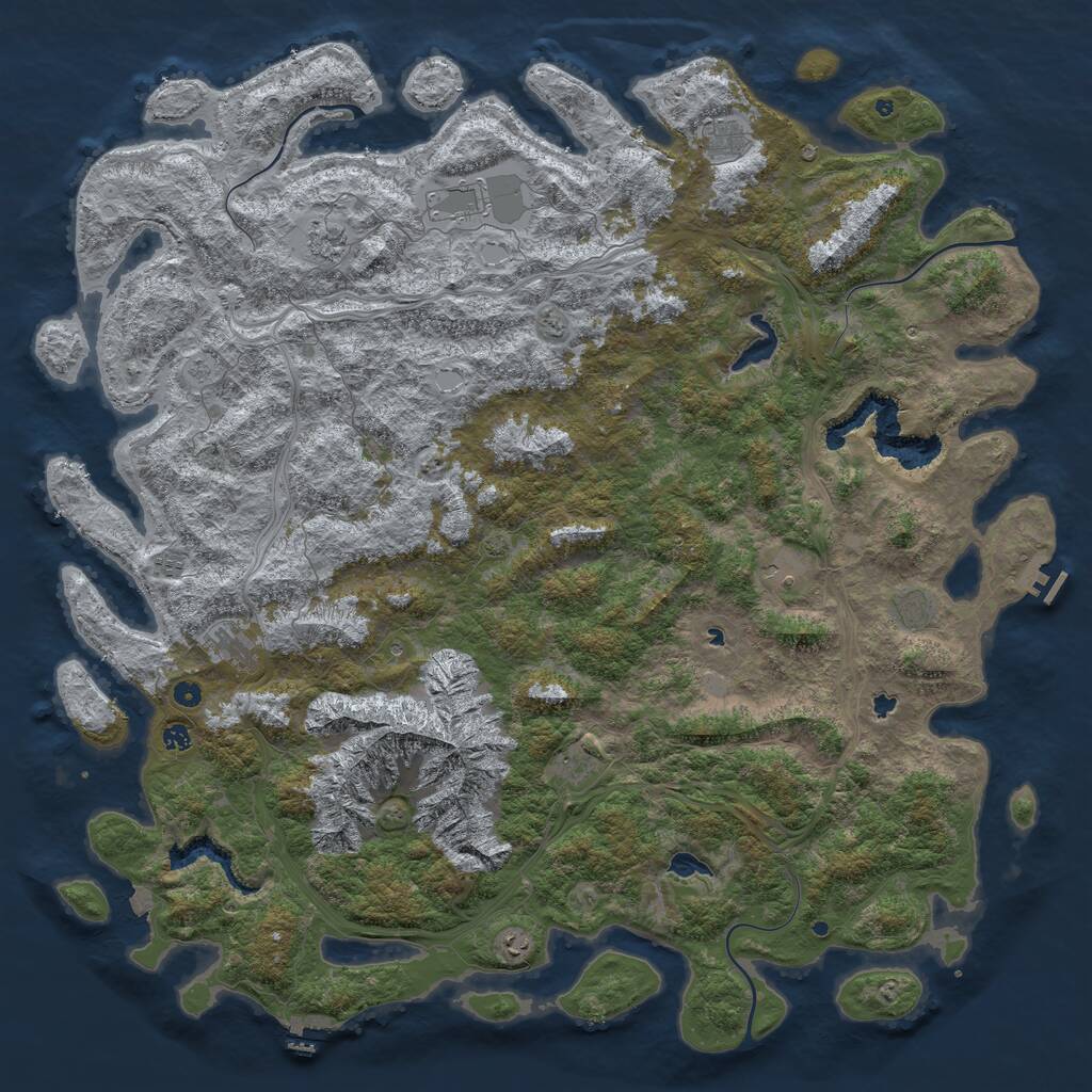 Rust Map: Procedural Map, Size: 6000, Seed: 358576549, 16 Monuments
