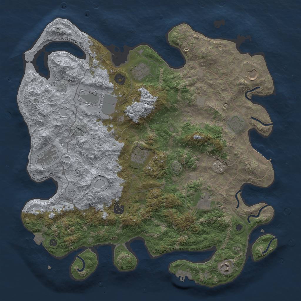 Rust Map: Procedural Map, Size: 4089, Seed: 341907601, 18 Monuments