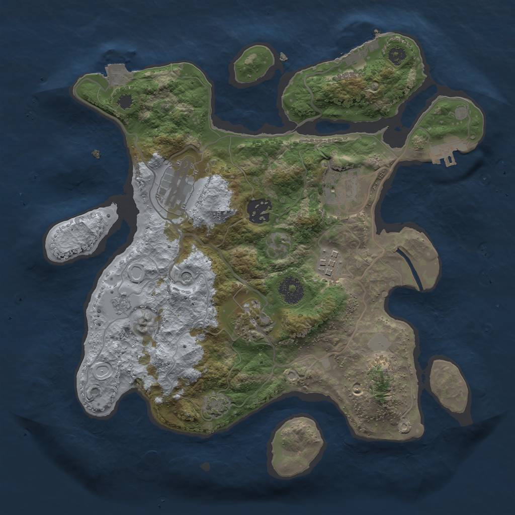 Rust Map: Procedural Map, Size: 3000, Seed: 98745, 13 Monuments