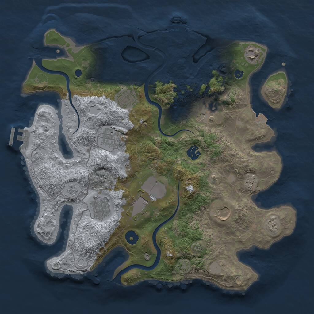 Rust Map: Procedural Map, Size: 3500, Seed: 1446099739, 15 Monuments