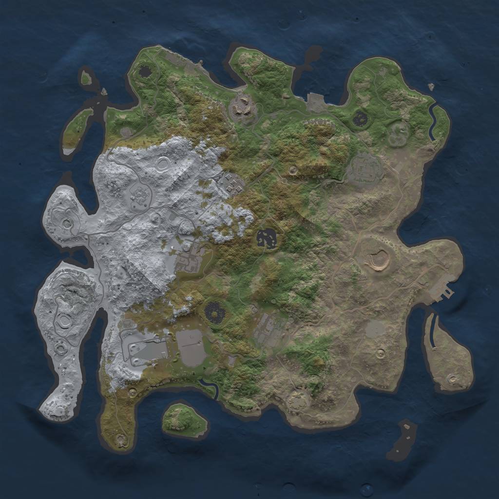 Rust Map: Procedural Map, Size: 3500, Seed: 11108, 16 Monuments