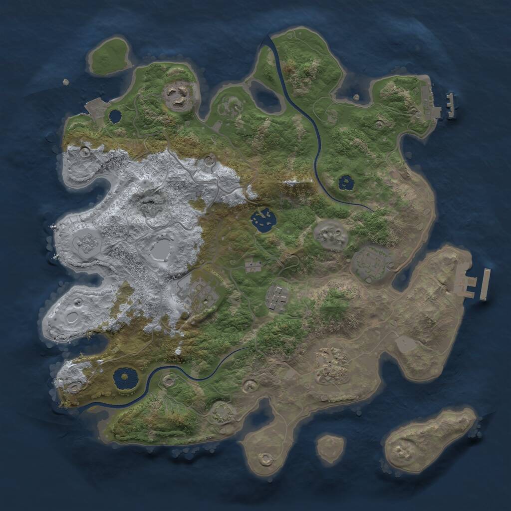 Rust Map: Procedural Map, Size: 3250, Seed: 6, 12 Monuments