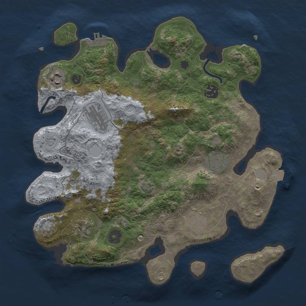 Rust Map: Procedural Map, Size: 3250, Seed: 6, 13 Monuments