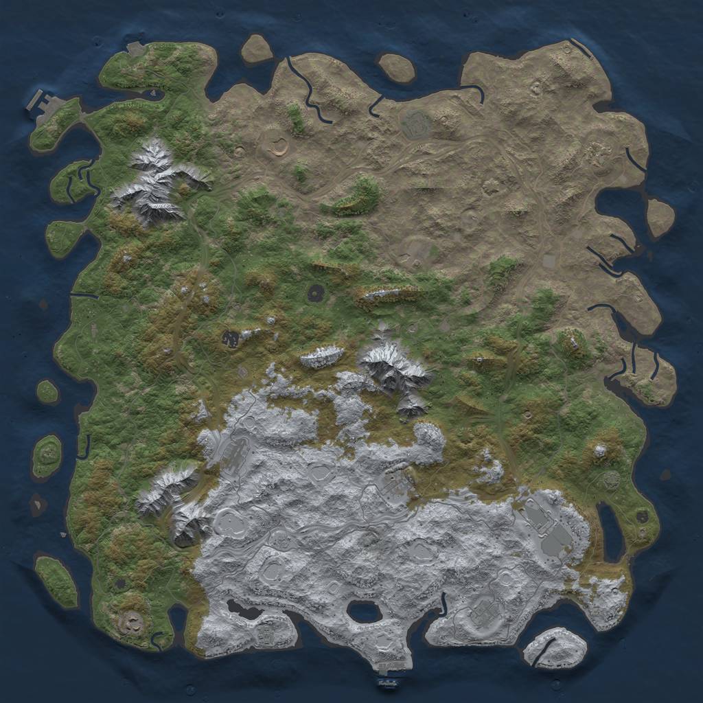 Rust Map: Procedural Map, Size: 6000, Seed: 496481282, 19 Monuments