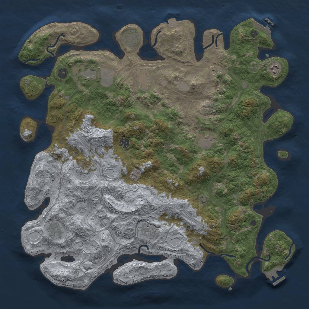 Rust Map: Procedural Map, Size: 4500, Seed: 1012770241, 18 Monuments