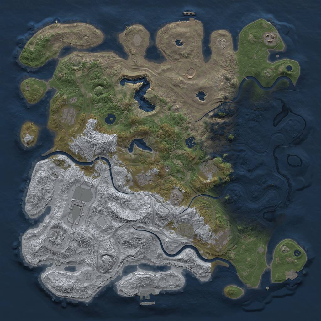 Rust Map: Procedural Map, Size: 4500, Seed: 1012770241, 17 Monuments