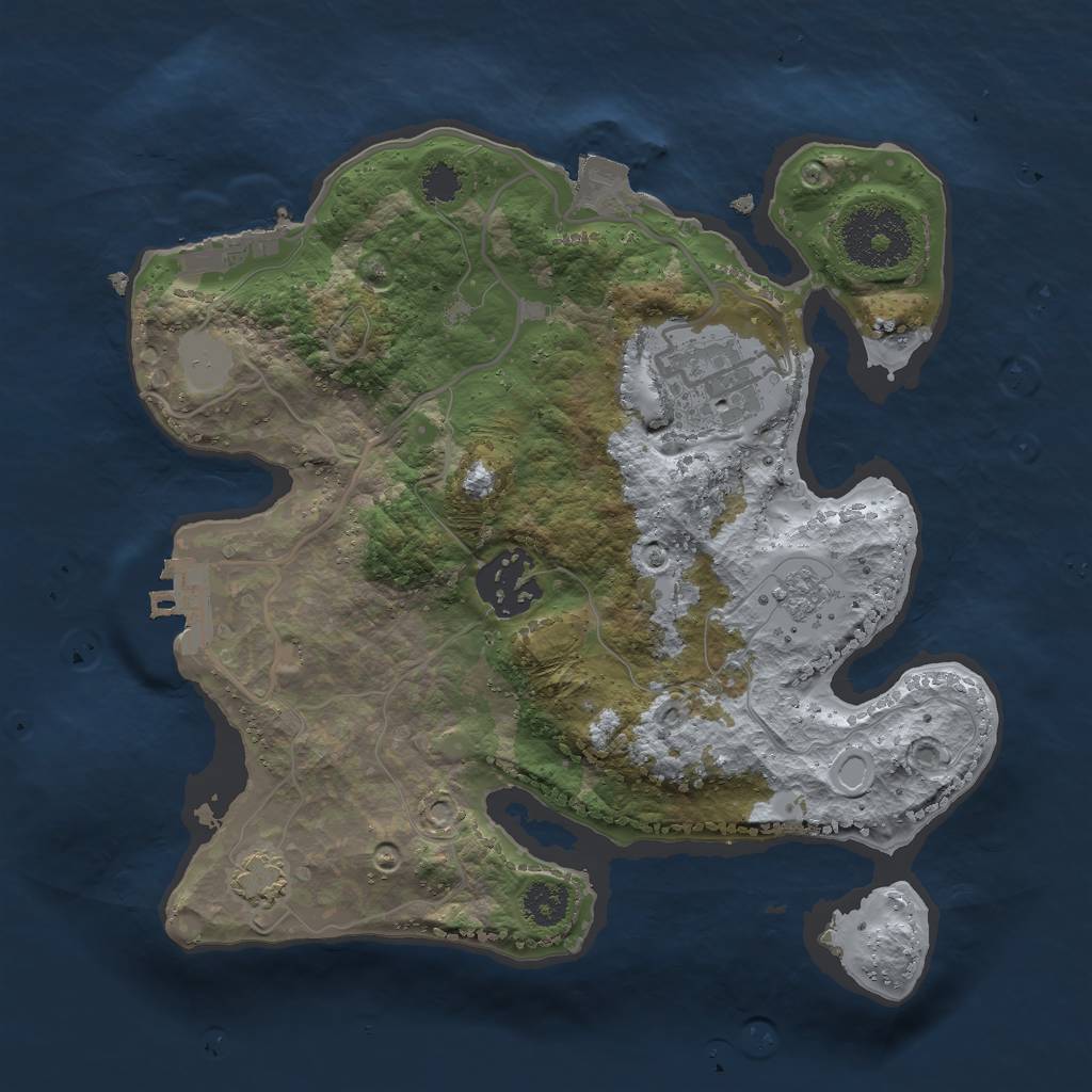 Rust Map: Procedural Map, Size: 2500, Seed: 202991323, 9 Monuments