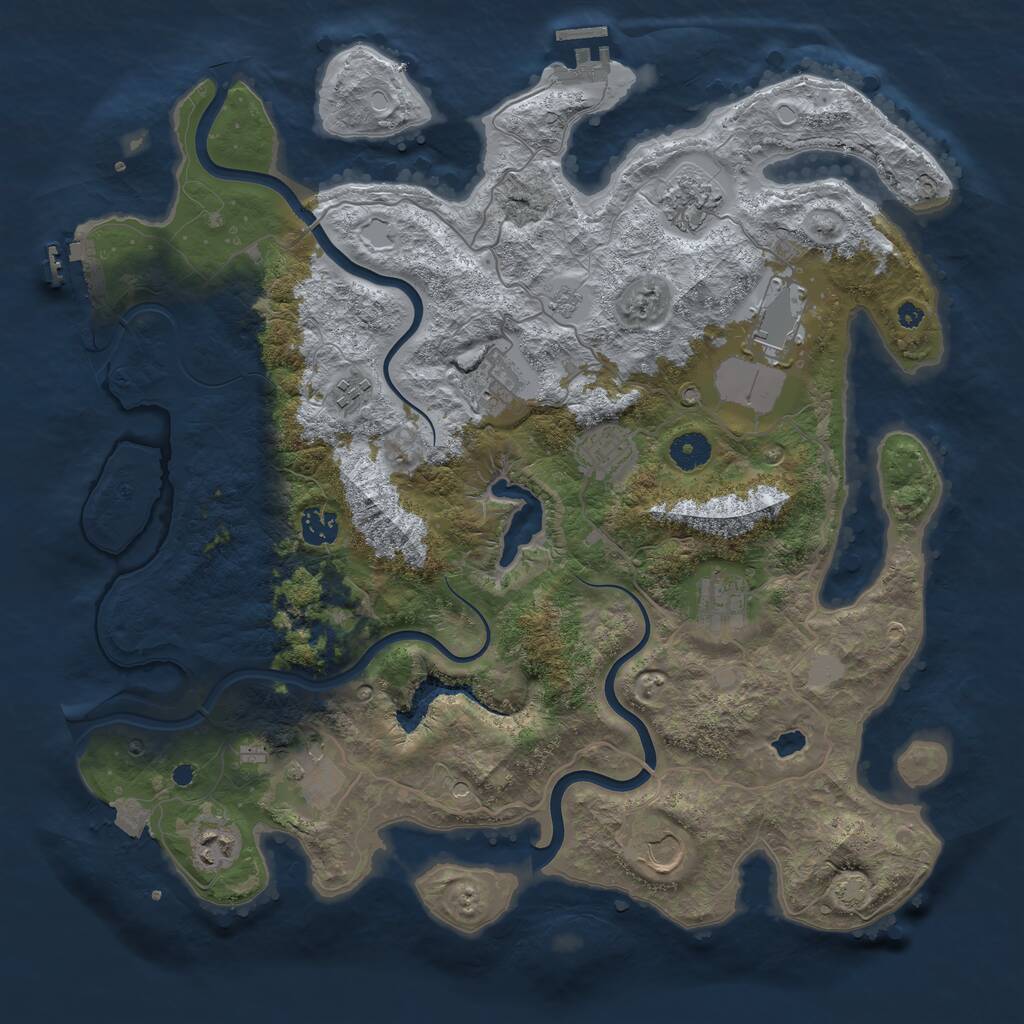 Rust Map: Procedural Map, Size: 4000, Seed: 677393948, 16 Monuments