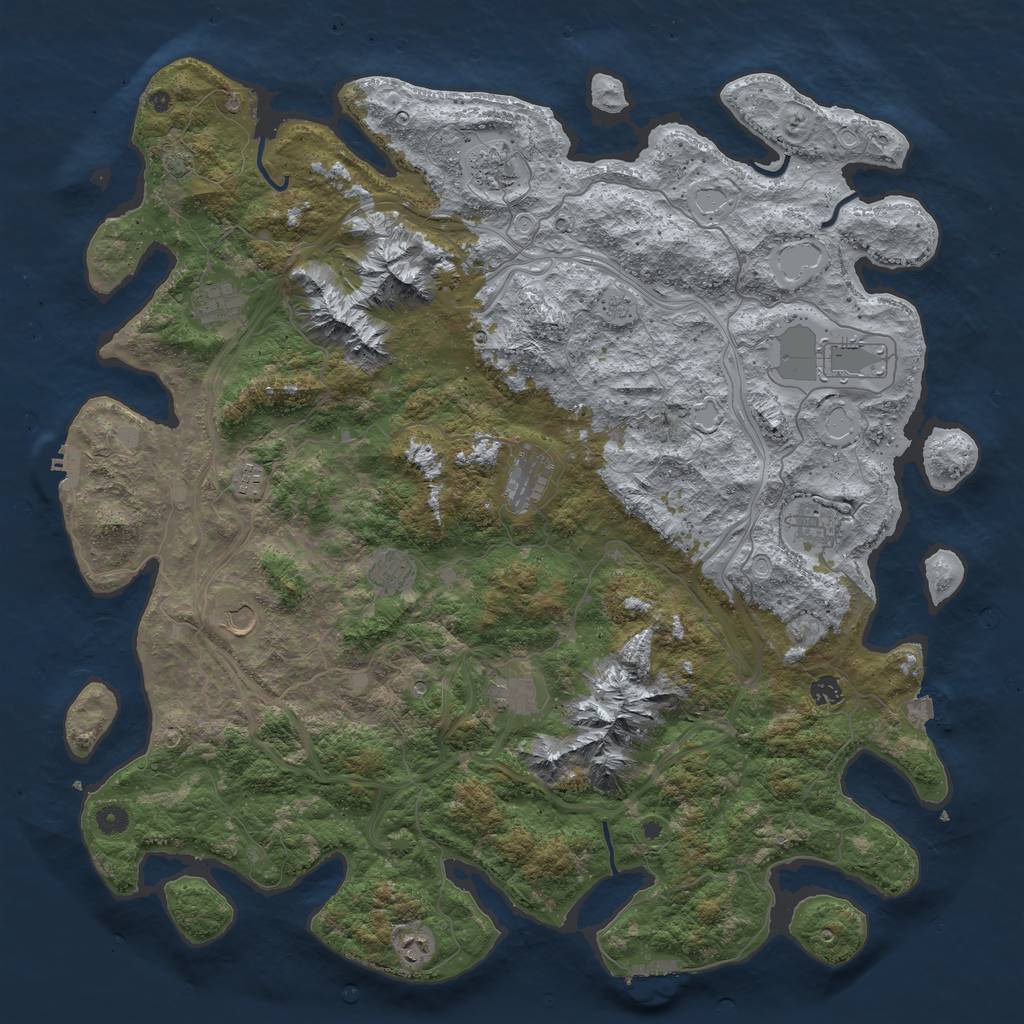 Rust Map: Procedural Map, Size: 5000, Seed: 824539074, 19 Monuments