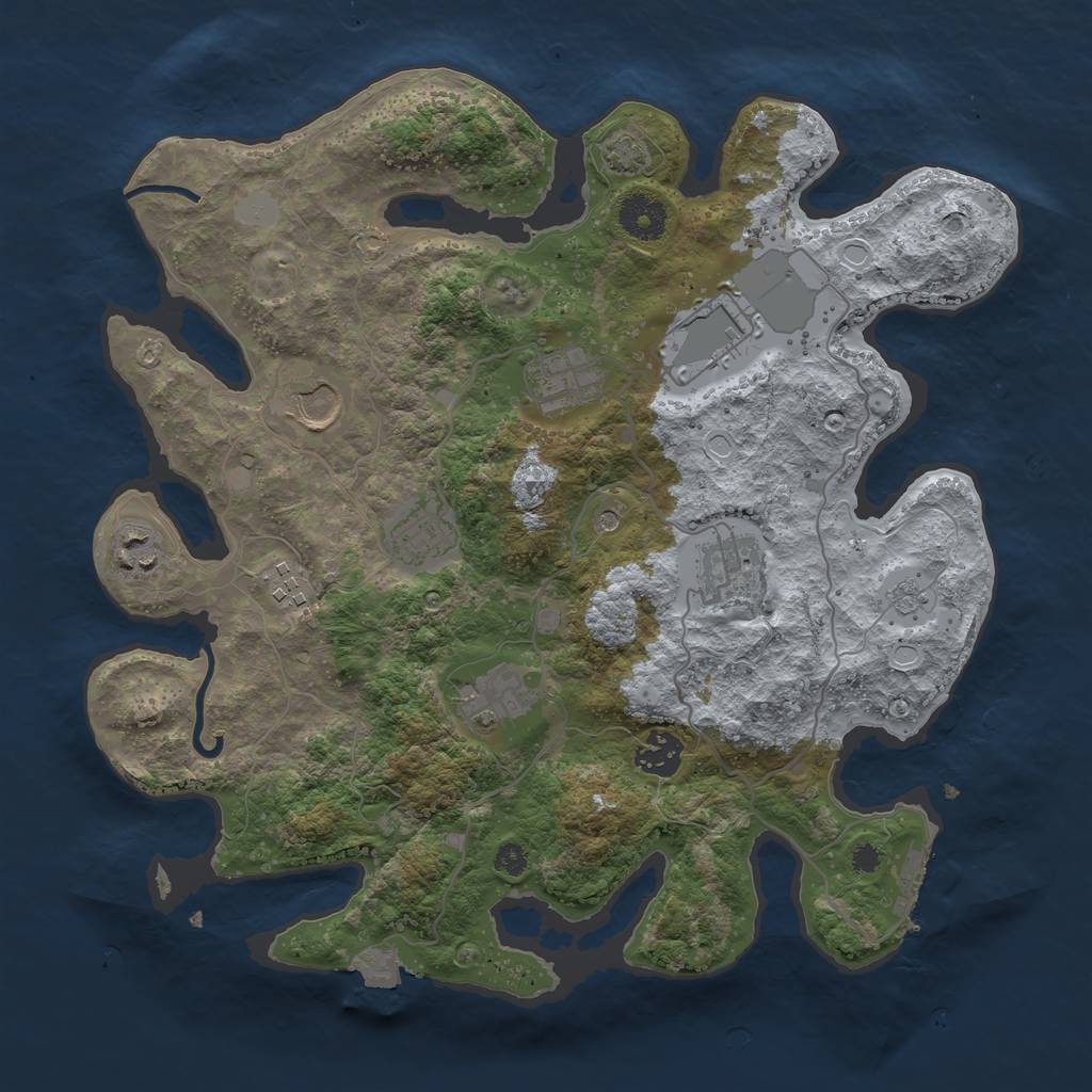 Rust Map: Procedural Map, Size: 3500, Seed: 872340954, 16 Monuments