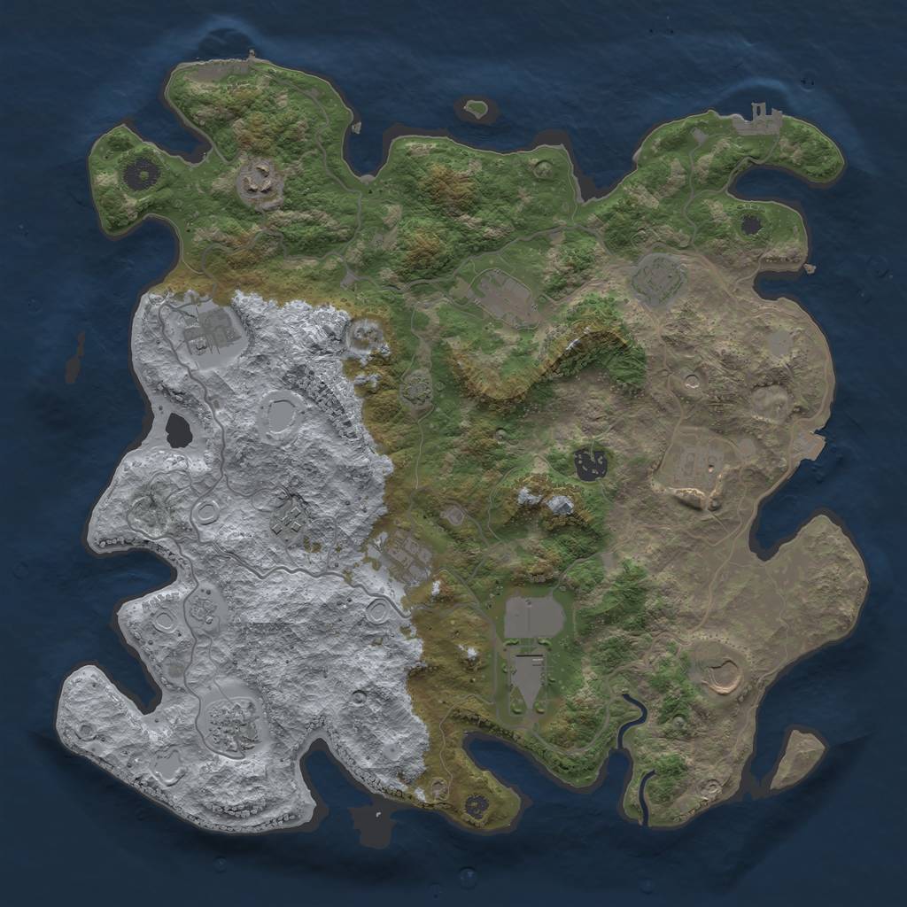 Rust Map: Procedural Map, Size: 4000, Seed: 712345689, 19 Monuments