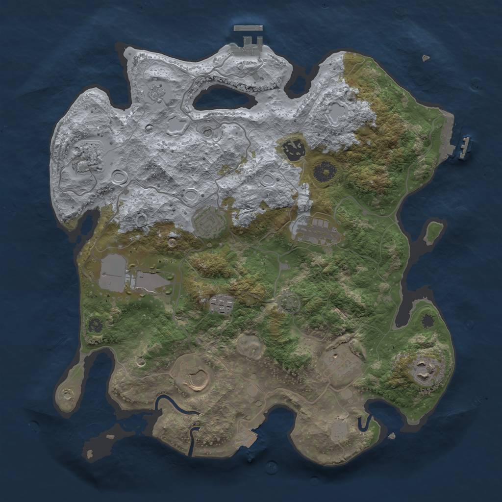 Rust Map: Procedural Map, Size: 3500, Seed: 1821580942, 17 Monuments