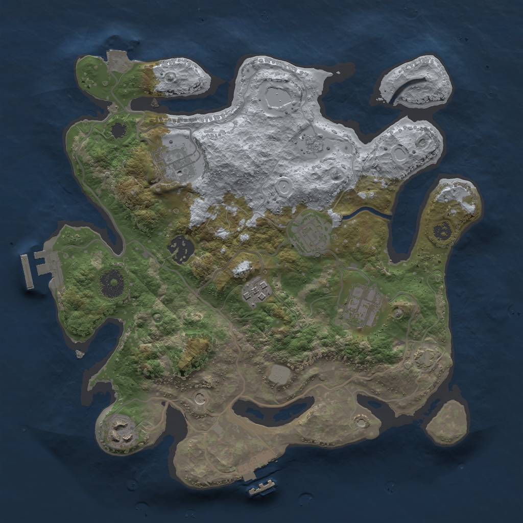 Rust Map: Procedural Map, Size: 3000, Seed: 92771347, 14 Monuments