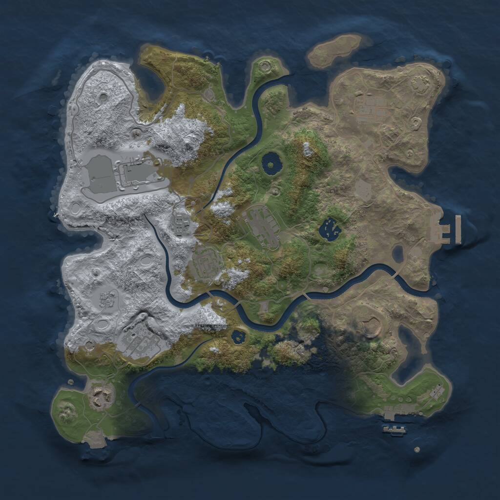 Rust Map: Procedural Map, Size: 3500, Seed: 47587772, 15 Monuments