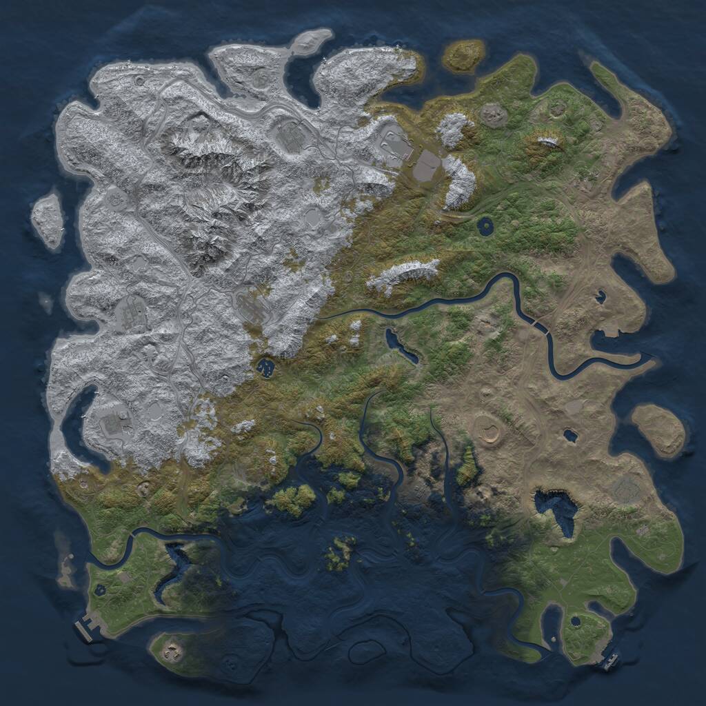 Rust Map: Procedural Map, Size: 6000, Seed: 1723972608, 17 Monuments