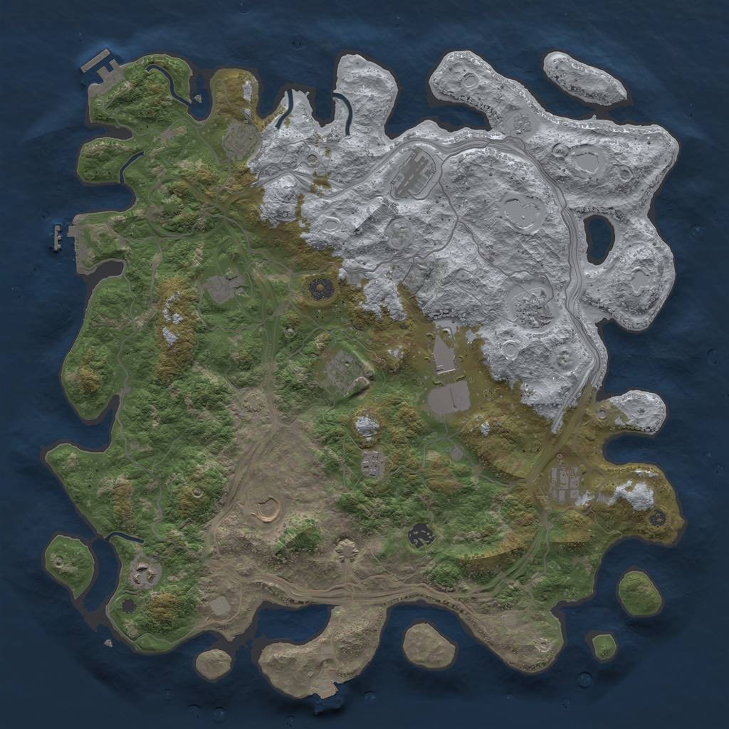 Rust Map: Procedural Map, Size: 4500, Seed: 1908433217, 19 Monuments