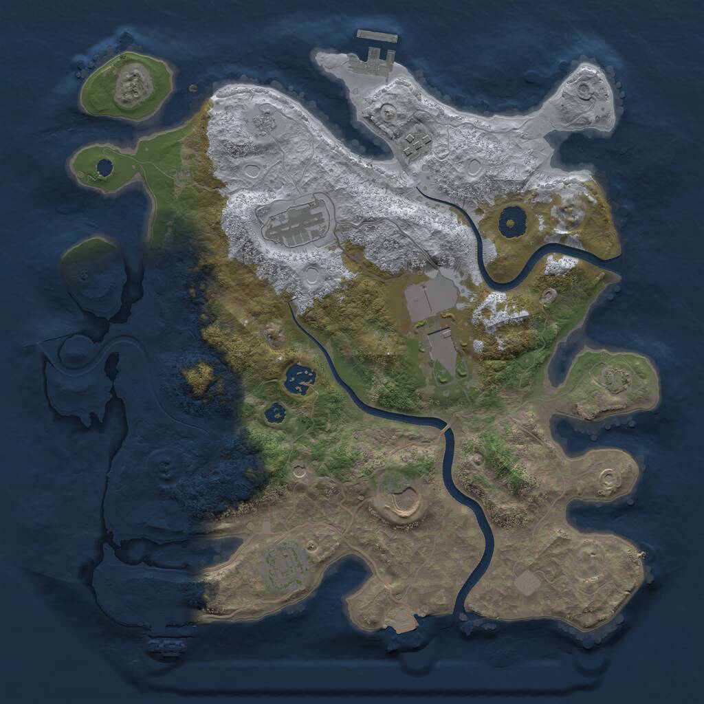 Rust Map: Procedural Map, Size: 3500, Seed: 66870535, 12 Monuments