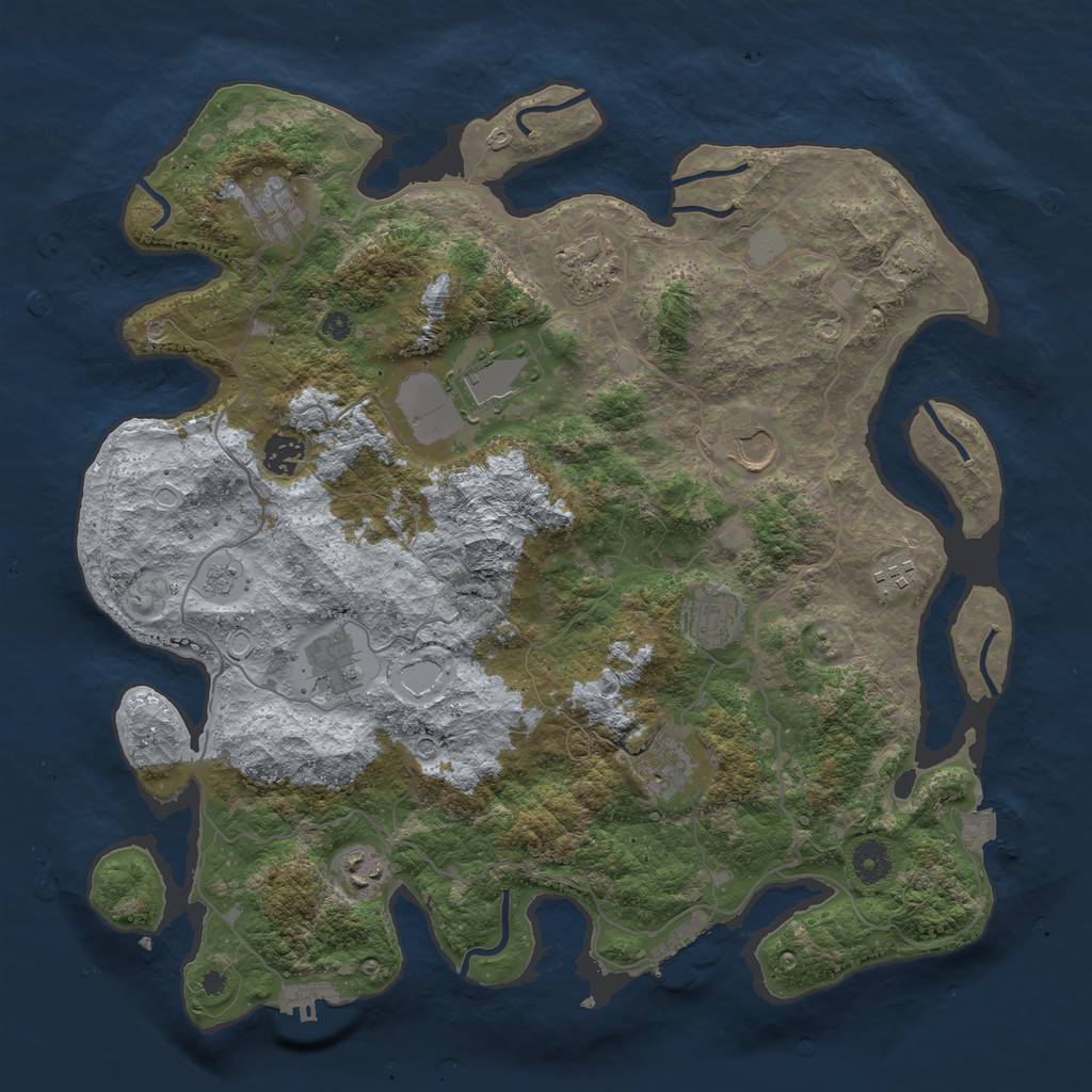 Rust Map: Procedural Map, Size: 4000, Seed: 420666727, 18 Monuments