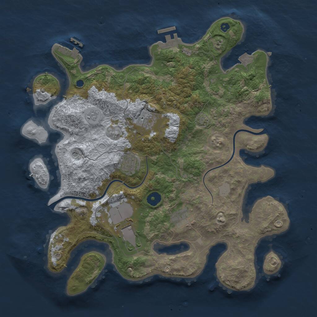 Rust Map: Procedural Map, Size: 3500, Seed: 220731633, 10 Monuments