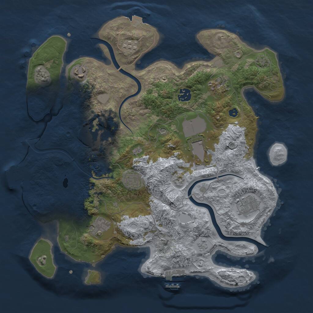 Rust Map: Procedural Map, Size: 3500, Seed: 1416014794, 15 Monuments