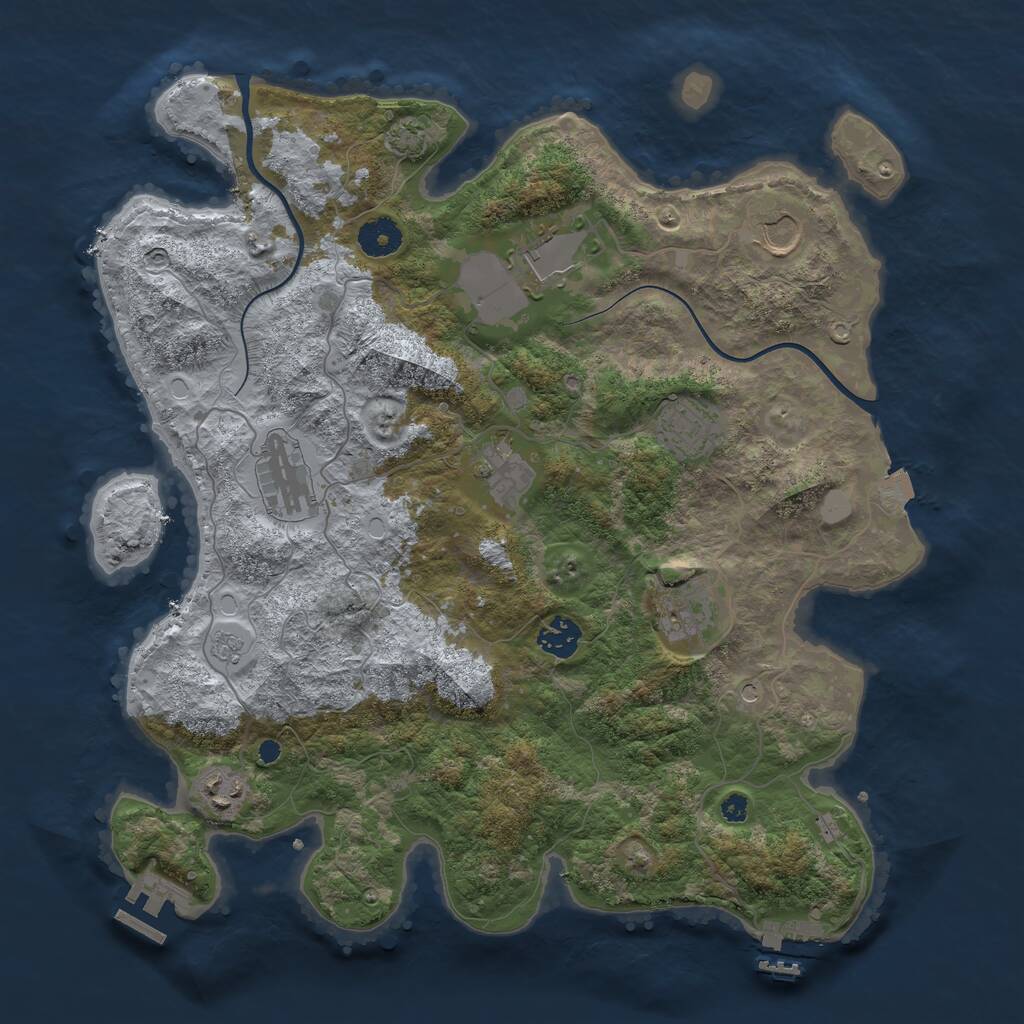 Rust Map: Procedural Map, Size: 3750, Seed: 542737992, 14 Monuments