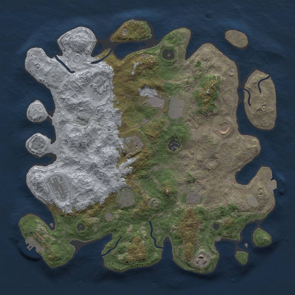 Rust Map: Procedural Map, Size: 3750, Seed: 730225607, 17 Monuments