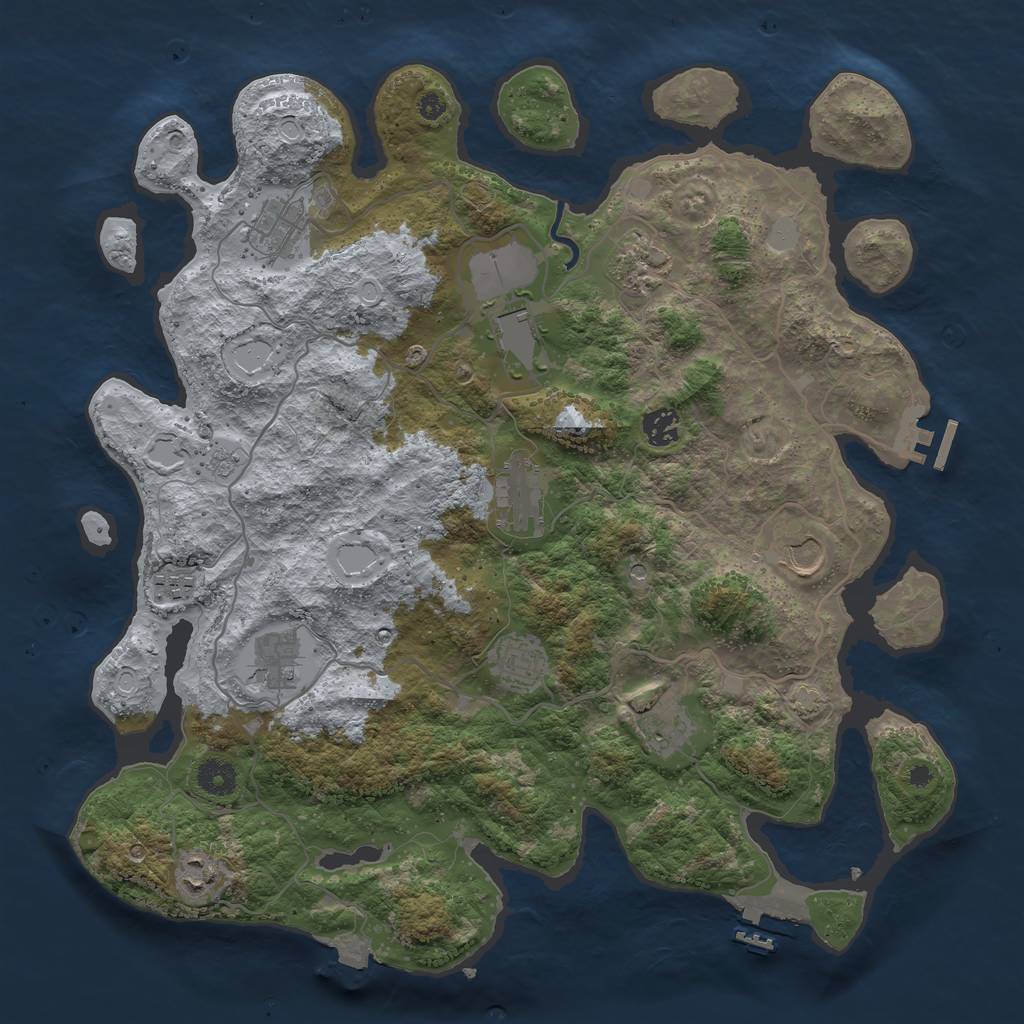 Rust Map: Procedural Map, Size: 4000, Seed: 242749521, 19 Monuments